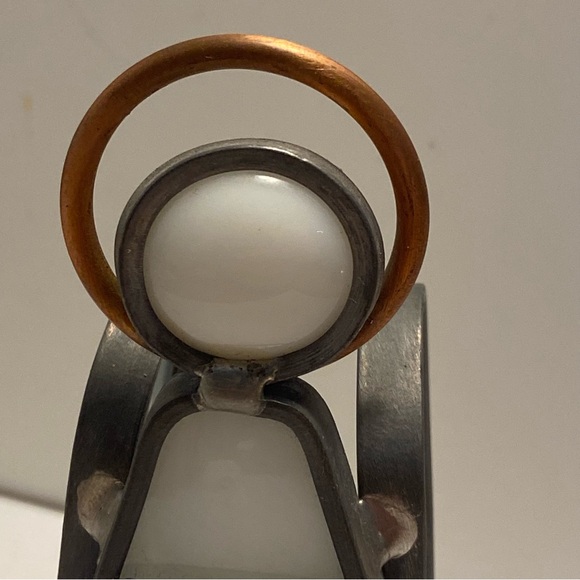 Vintage Angel Figurine White Stained Glass cooper halo art glass Sculpture - Picture 14 of 16